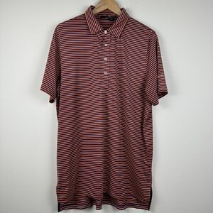 RLX Ralph Laure Performance Golf Polo Shirt Mens Large Orange Striped Stretch